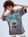 T-shirt damski z nadrukiem ZAKUANI grafitowy Dstreet RY2633_1
