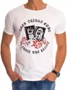 T-shirt męski z nadrukiem biały Dstreet RX4478