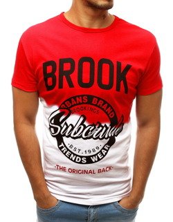 T-shirt męski z nadrukiem czerwony Dstreet RX3752
