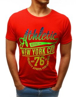 T-shirt męski z nadrukiem czerwony RX3501