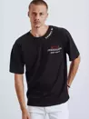 T-shirt męski z nadrukiem i naszywkami czarny Dstreet RX4608_1