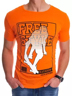 T-shirt męski z nadrukiem pomarańczowy Dstreet RX4488
