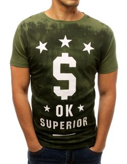 T-shirt męski z nadrukiem zielony RX3787